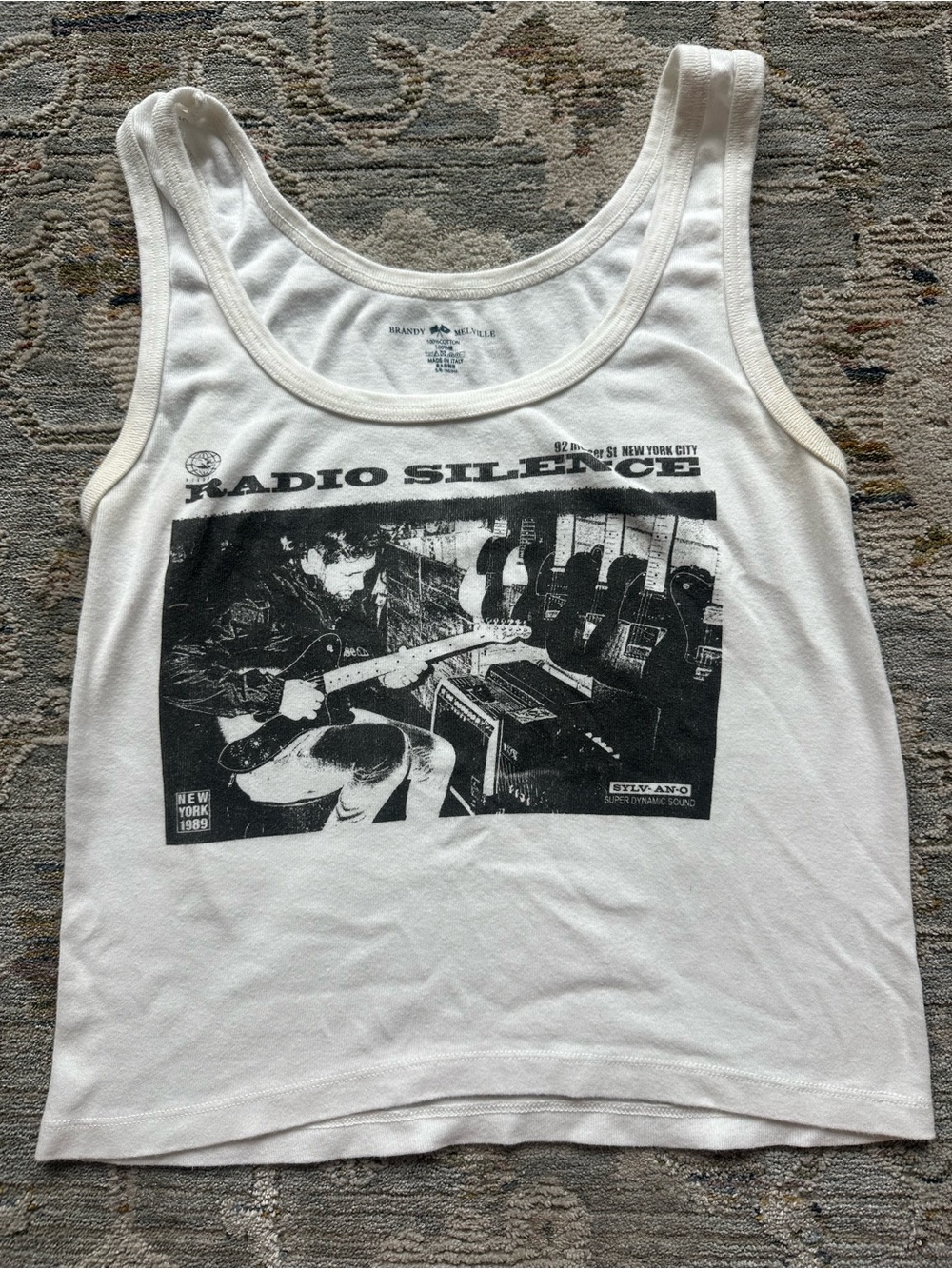 Brandy Melville White Logo Cotton Tank